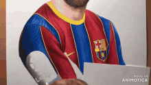 a drawing of a man in a fcb shirt