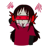 a drawing of a girl wearing headphones and a red band around her eyes