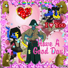 a cartoon greeting card that says i love you