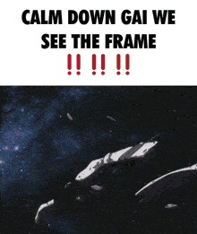a poster that says calm down gai we see the frame in red