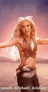a picture of a woman dancing with the words oooh arishant arishant at the bottom