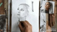 a drawing of ariana grande is being made in animatica