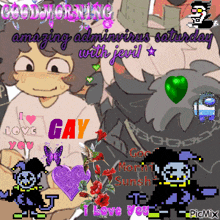 a cartoon says good morning amazing adminvirus saturday with jevil on it