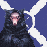 a drawing of a wolf with a skull face