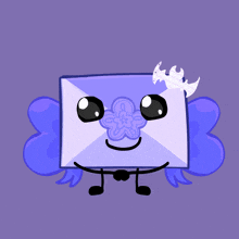 a cartoon character with a flower on his face