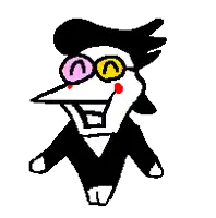 a pixel art drawing of a cartoon character wearing glasses and a mustache .