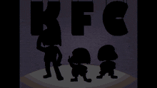 a cartoon character stands in front of a kfc sign