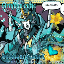 a cartoon of a robot with a speech bubble that says ahem