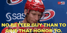 jordan staal no better guy than to give that honor to carolina hurricanes canes hurricanes