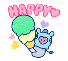bt21 happy heart ice cream mang love