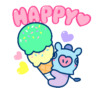 Bt21 Happy Heart Sticker - Bt21 Happy Heart Ice Cream Stickers