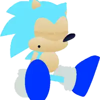 a cartoon drawing of a sonic the hedgehog with blue shoes