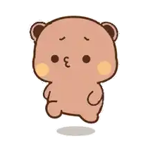 a cartoon teddy bear is standing on a white background and making a funny face .