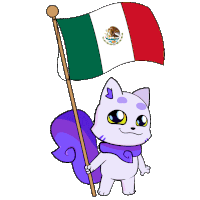 a cartoon cat holding a mexican flag