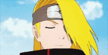 a close up of a cartoon character with a headband on his head
