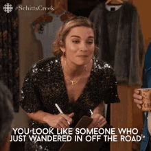 You Look Like Someone Who Just Wandered In Off The Road Alexis Rose GIF - You Look Like Someone Who Just Wandered In Off The Road Alexis Rose Alexis GIFs