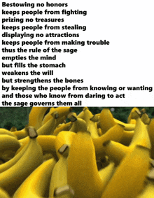 a bunch of bananas with the words restowing no honors on the top
