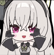 a cartoon drawing of a girl with white hair