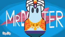 a cartoon character is wearing a turban and a necklace and says mr. docter