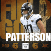 a football player named patterson is wearing a black helmet