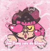 a cartoon drawing of a clown with a heart in his eyes and the words jae yong solo de clown below it
