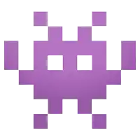 a purple space invader icon on a white background