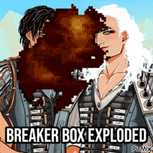 breaker box exploded is written on a picture of a man and a woman
