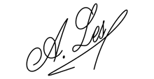a signature that says a. lesp on a white background