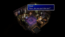 a video game scene with a character named cloud