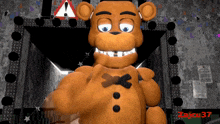 a cartoon of a teddy bear with the number 37 on the bottom right