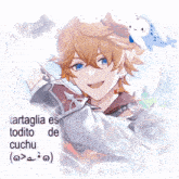 a picture of a boy with the words " tartaglia es todito de cuchu " on the bottom