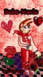 a drawing of a boy with the name bebe-mario above him