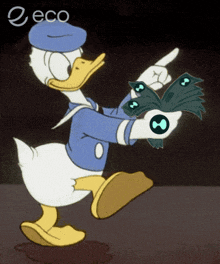 a picture of donald duck holding a bunch of money