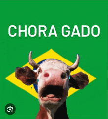 a picture of a cow with the words chora gado on the bottom