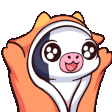 a cartoon of a cow wearing a hoodie with a pink nose .