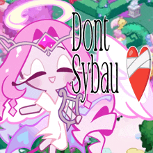 a cartoon angel with a harp and the words " dont sybau "