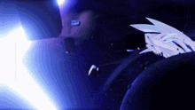 a blue light is coming out of a hole in the ground