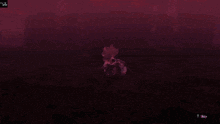 a screen shot of a video game shows a purple and pink explosion