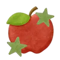 an apple with two green stars on it