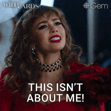 a woman in a red dress says this isn t about me