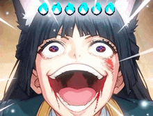 a close up of a girl with a cat ear and a crown of diamonds on her head