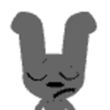 a black and white drawing of a rabbit with closed eyes .
