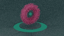 a 3d rendering of a pink circle with a blue ball in the middle