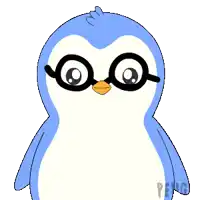 a black penguin with a pair of glasses on its head