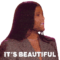 a woman with long hair says it 's beautiful on a white background
