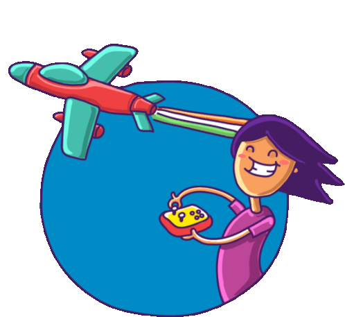 Girl Flying Remote-controlled Jet Sticker - I Heart India Girl Cute Stickers