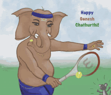 Lord Ganesha Playing Tennis Ganesh Chaturthi GIF