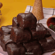 a plate of chocolate covered treats with the words mr.cakes on the bottom right