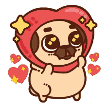 hearts pug
