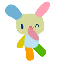 a drawing of a bunny with a blue nose